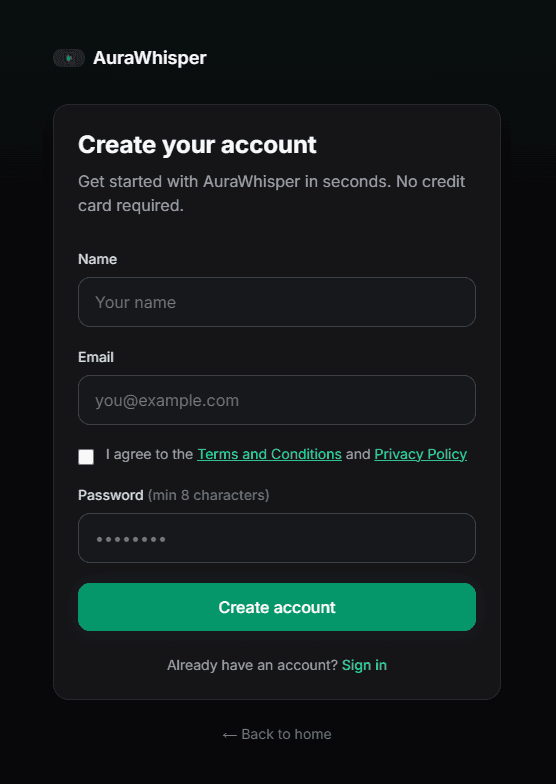 Create your account